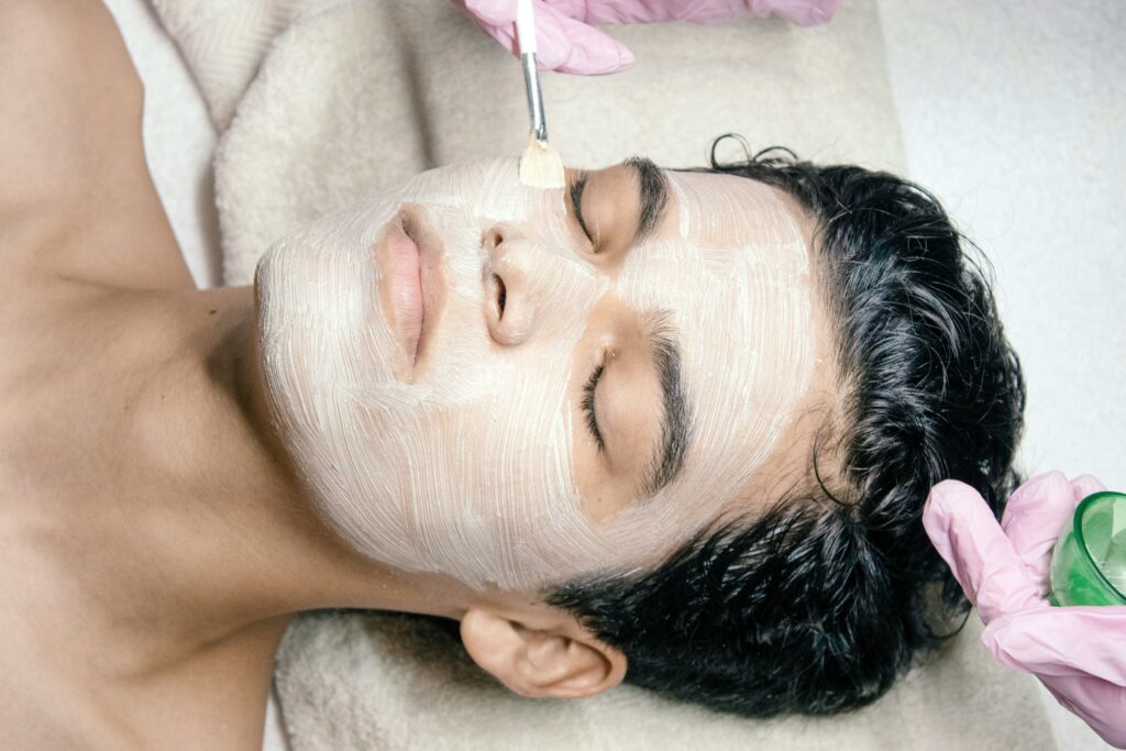 man getting facial